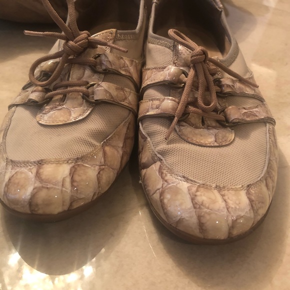 Sesto Meucci tan crocodile patent/canvas loafer - Picture 2 of 10